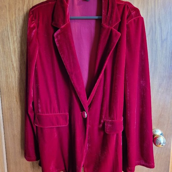 Shein red/burgundy velvet single button blazer size XL - Picture 1 of 2